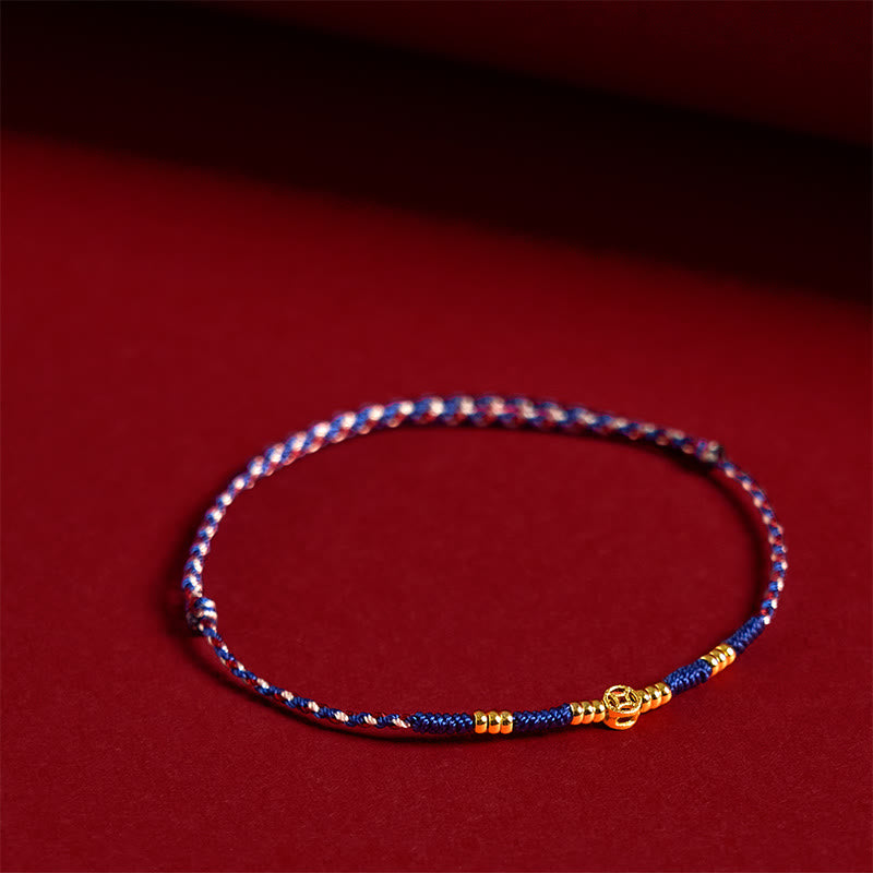 Buddha Stones Handmade Braided Red String Copper Coins Luck Bracelet - Blue Rope(Wrist Circumference:15-17cm) - image 8