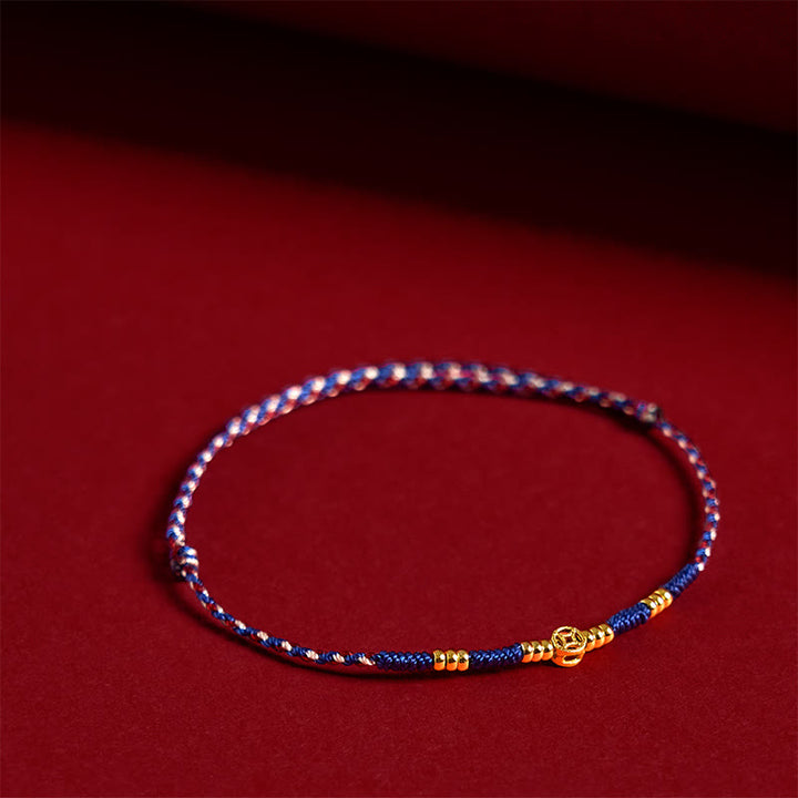 Buddha Stones Handmade Braided Red String Copper Coins Luck Bracelet - Blue Rope(Wrist Circumference:15-17cm) - image 8