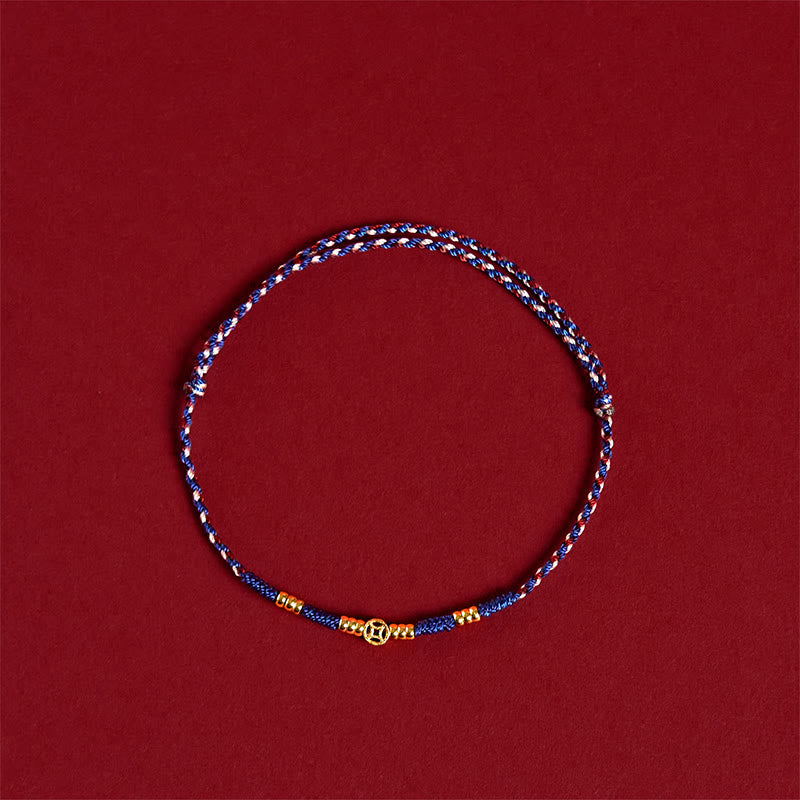 Buddha Stones Handmade Braided Red String Copper Coins Luck Bracelet - image 9
