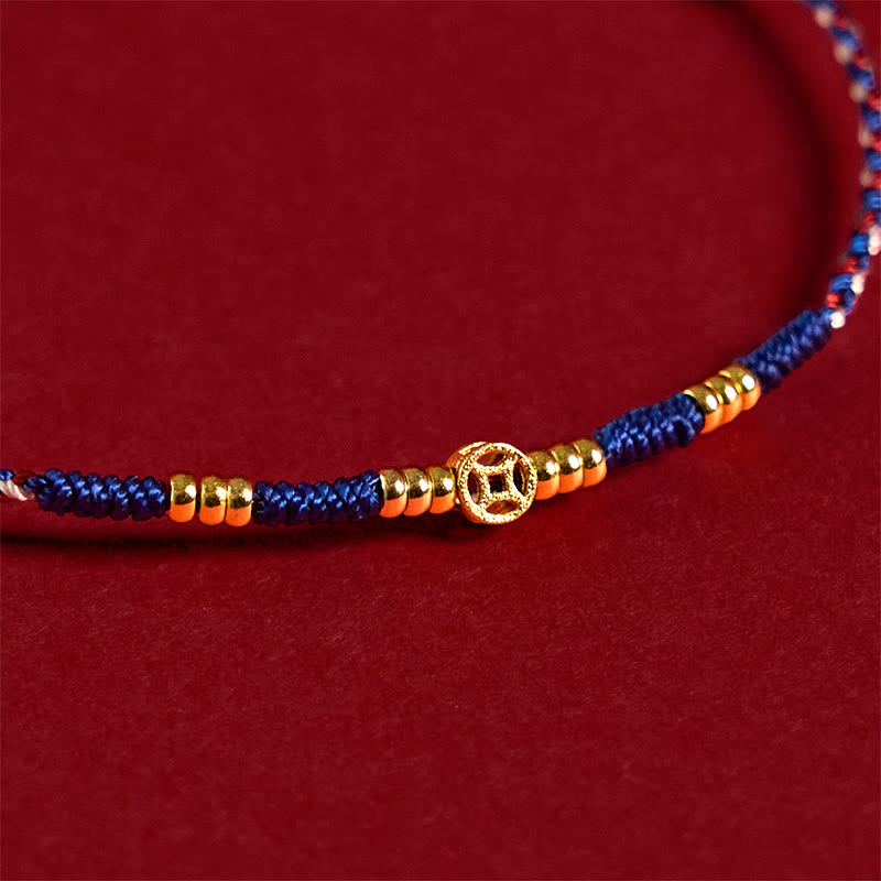 Buddha Stones Handmade Braided Red String Copper Coins Luck Bracelet - image 11