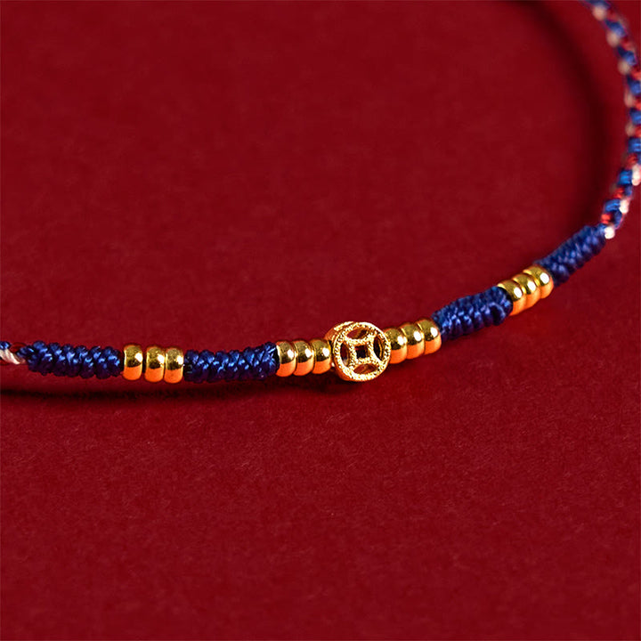 Buddha Stones Handmade Braided Red String Copper Coins Luck Bracelet - image 11