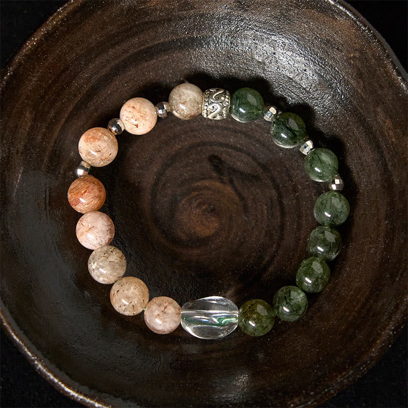 Buddha Stones Natural Green Rutilated Quartz Super Seven Crystal Wealth Bracelet - image 3