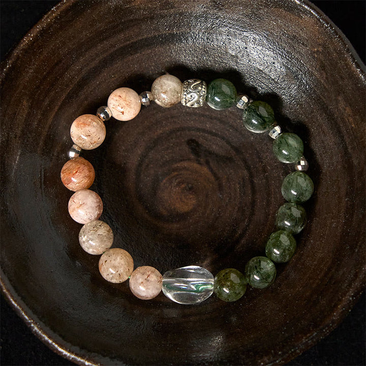 Buddha Stones Natural Green Rutilated Quartz Super Seven Crystal Wealth Bracelet - image 3