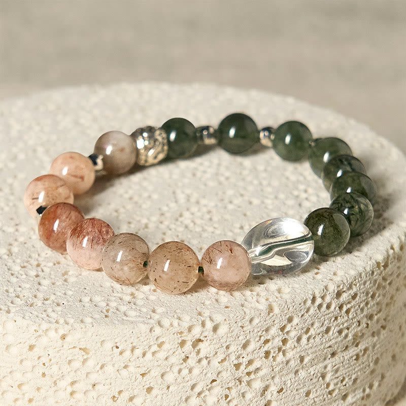 Buddha Stones Natural Green Rutilated Quartz Super Seven Crystal Wealth Bracelet - image 2