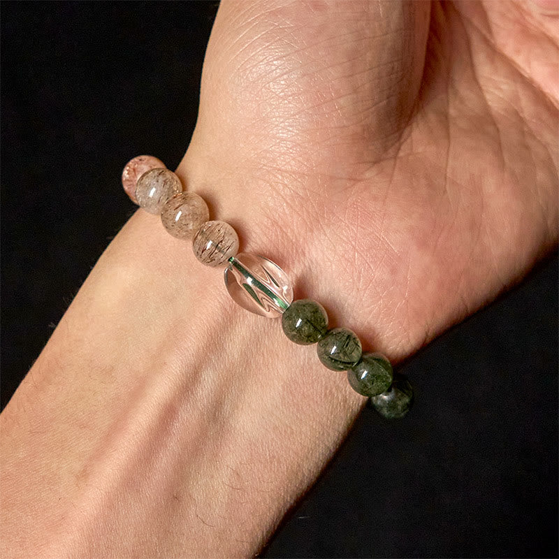 Buddha Stones Natural Green Rutilated Quartz Super Seven Crystal Wealth Bracelet - image 5