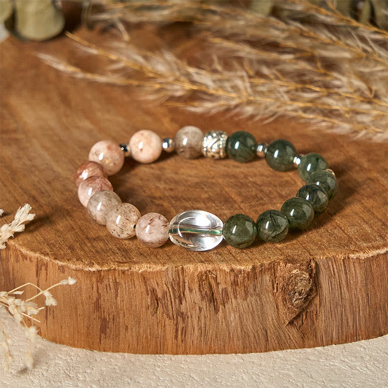 Buddha Stones Natural Green Rutilated Quartz Super Seven Crystal Wealth Bracelet - Green Rutilated Quartz(Wrist Circumference: 14-16cm) - image 1