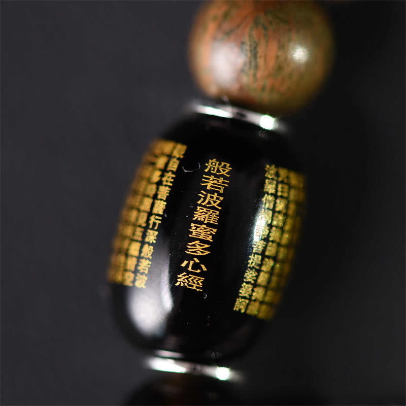 Buddha Stones Tibetan Green Sandalwood Gold Sheen Obsidian Balance Peace Double Wrap Bracelet - image 9