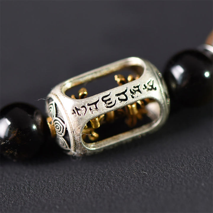 Buddha Stones Tibetan Green Sandalwood Gold Sheen Obsidian Balance Peace Double Wrap Bracelet - image 14