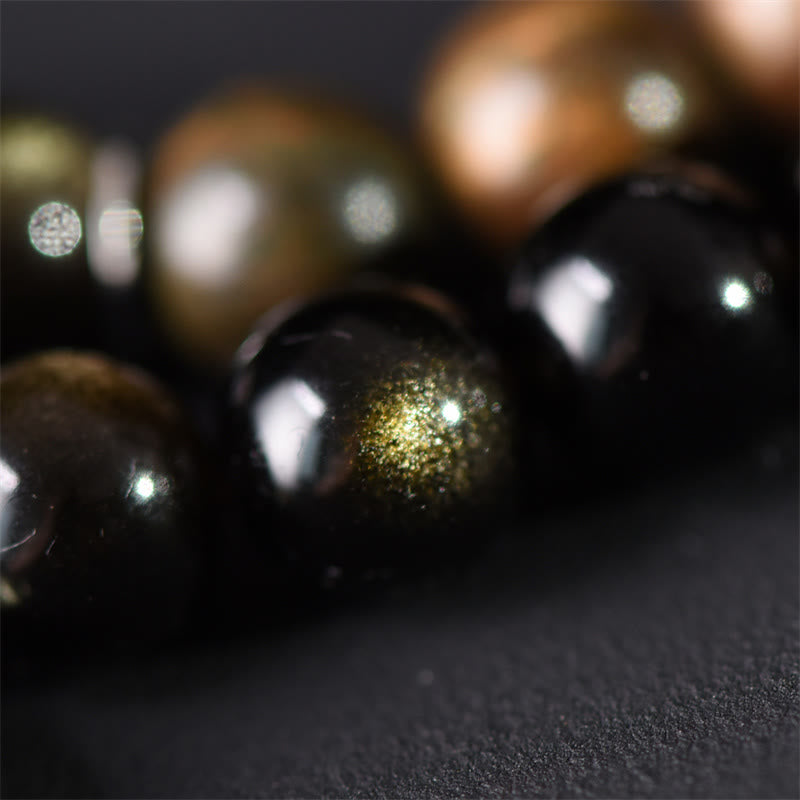 Buddha Stones Tibetan Green Sandalwood Gold Sheen Obsidian Balance Peace Double Wrap Bracelet - image 5