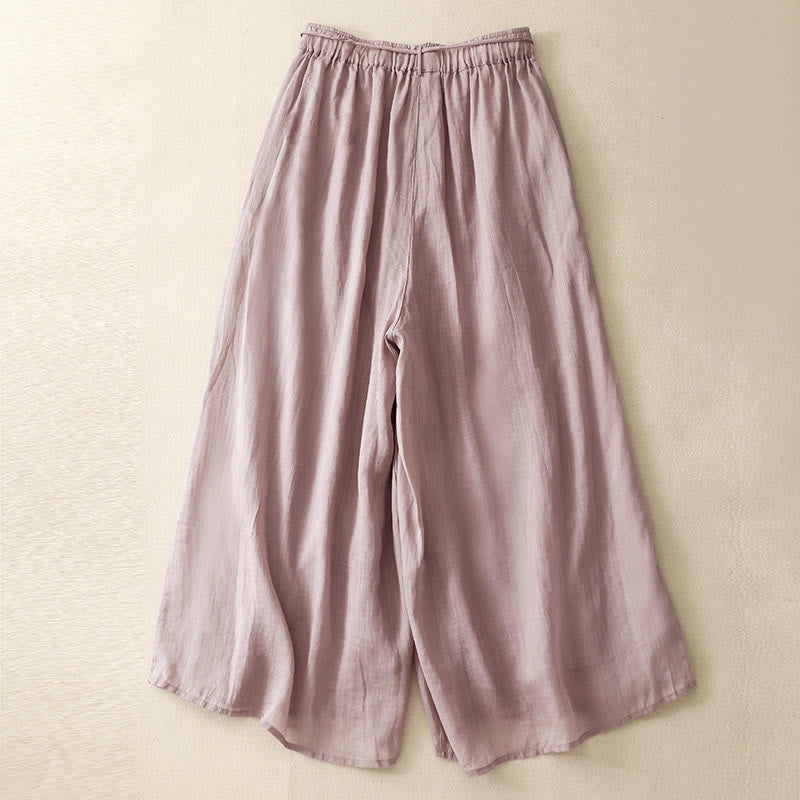 Buddha Stones Simple Design Drawstring Cotton Women's Wide Leg Pants With Pockets - image 10