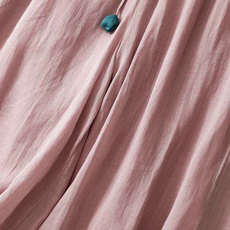 Buddha Stones Simple Design Drawstring Cotton Women's Wide Leg Pants With Pockets - image 14