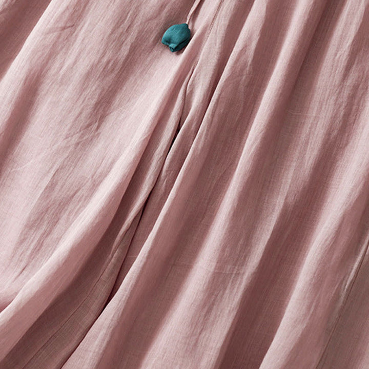 Buddha Stones Simple Design Drawstring Cotton Women's Wide Leg Pants With Pockets - image 14