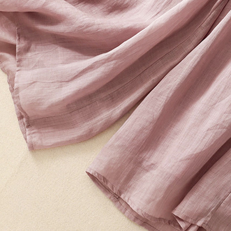 Buddha Stones Simple Design Drawstring Cotton Women's Wide Leg Pants With Pockets - image 15