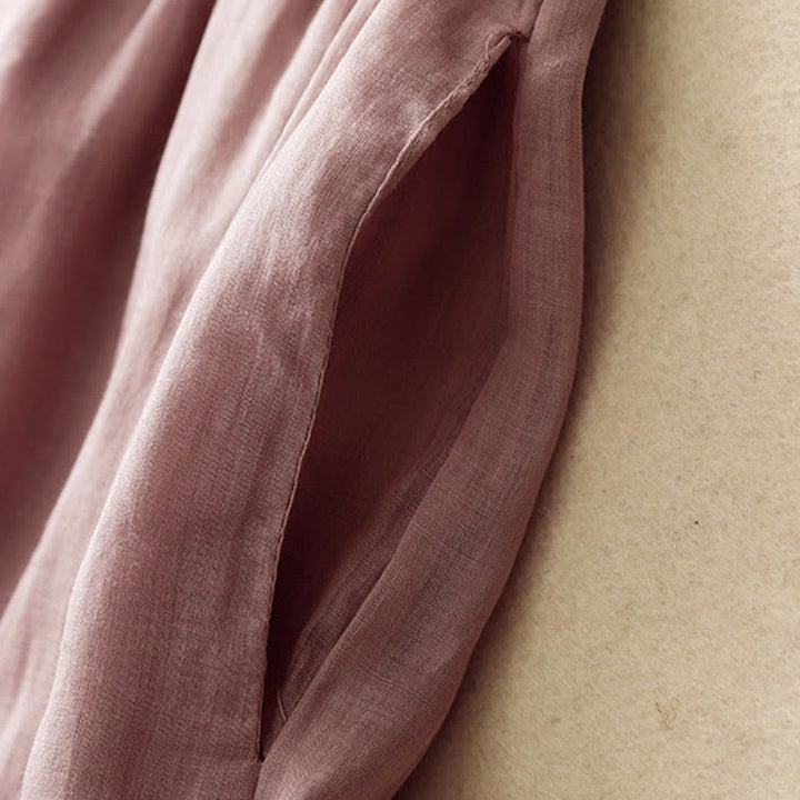 Buddha Stones Simple Design Drawstring Cotton Women's Wide Leg Pants With Pockets - image 17