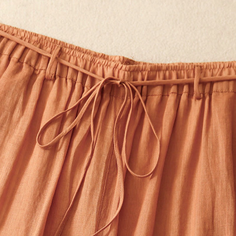 Buddha Stones Simple Design Drawstring Cotton Women's Wide Leg Pants With Pockets - image 24