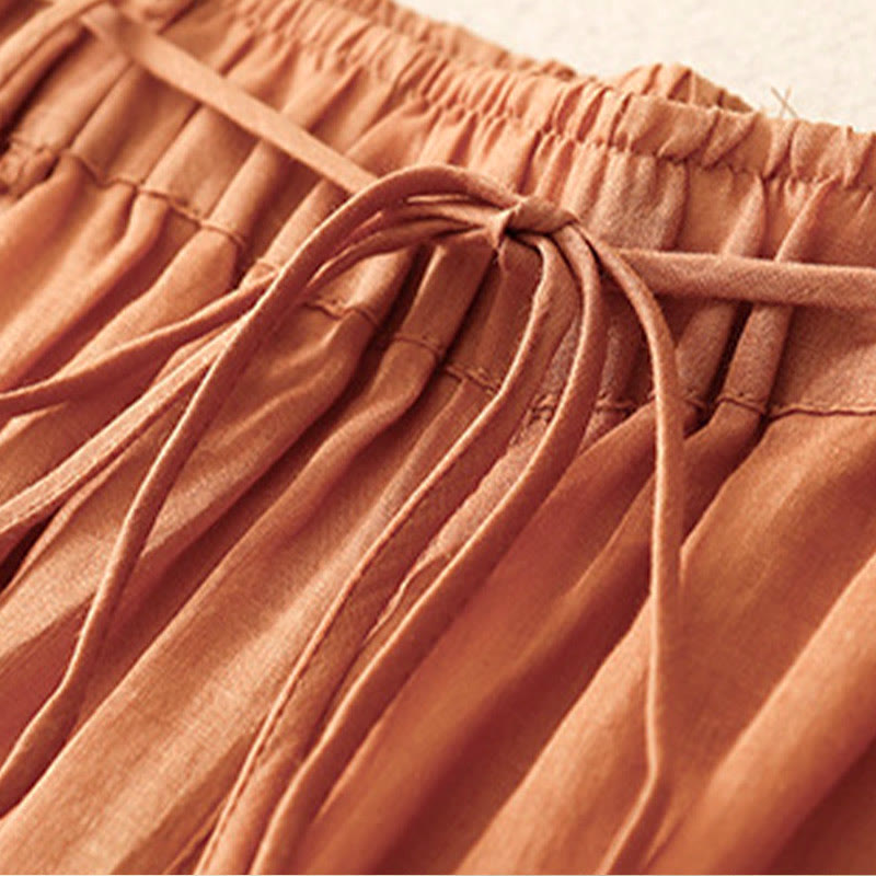 Buddha Stones Simple Design Drawstring Cotton Women's Wide Leg Pants With Pockets - image 27