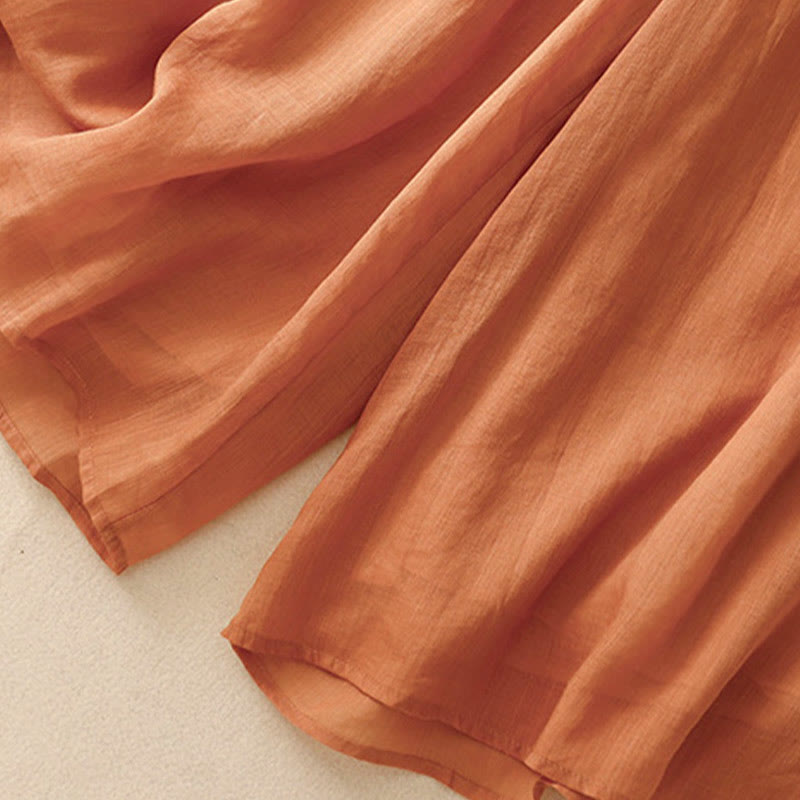 Buddha Stones Simple Design Drawstring Cotton Women's Wide Leg Pants With Pockets - image 26