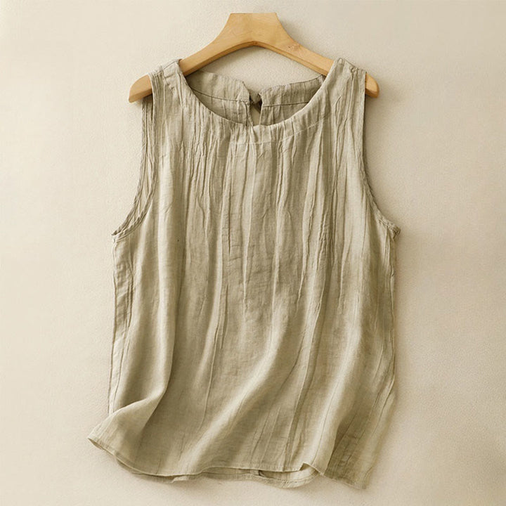 Buddha Stones Summer Pure Color Wrinkle Lace-up Sleeveless Vest Women's Waistcoat - DarkKhaki - US8-10,UK/AU12-14,EU40-42 (2XL) - image 8