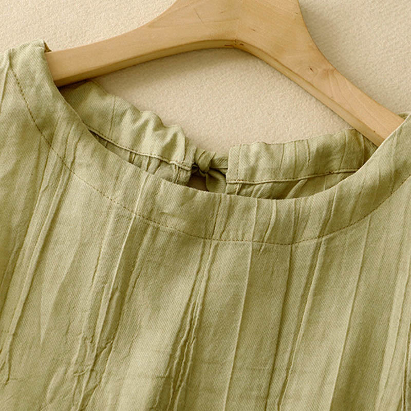 Buddha Stones Summer Pure Color Wrinkle Lace-up Sleeveless Vest Women's Waistcoat - image 14