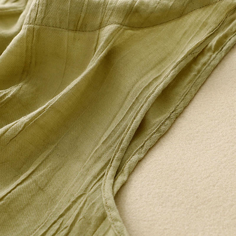 Buddha Stones Summer Pure Color Wrinkle Lace-up Sleeveless Vest Women's Waistcoat - image 16