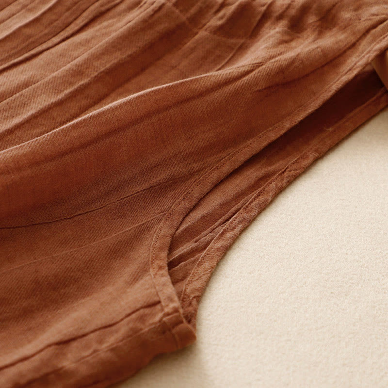 Buddha Stones Summer Pure Color Wrinkle Lace-up Sleeveless Vest Women's Waistcoat - image 21