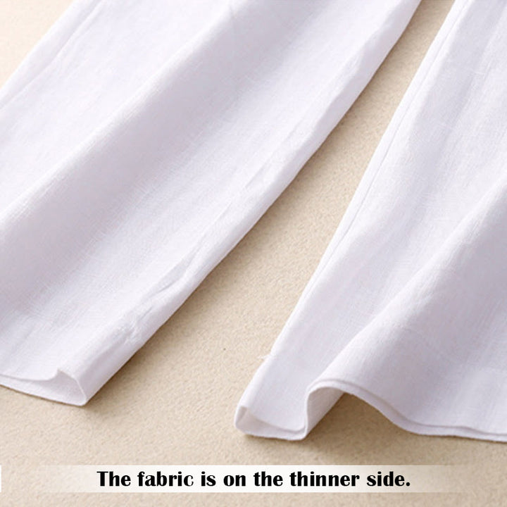 Buddha Stones Summer Casual Simple Design Linen Women's Wide Leg Pants With Zipper Pockets - image 10