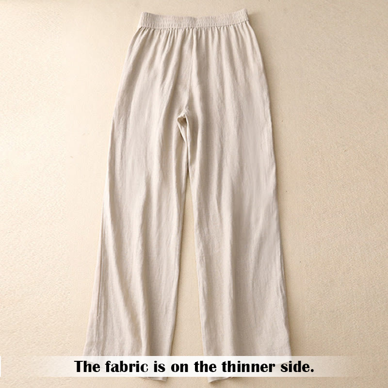 Buddha Stones Summer Casual Simple Design Linen Women's Wide Leg Pants With Zipper Pockets - image 44