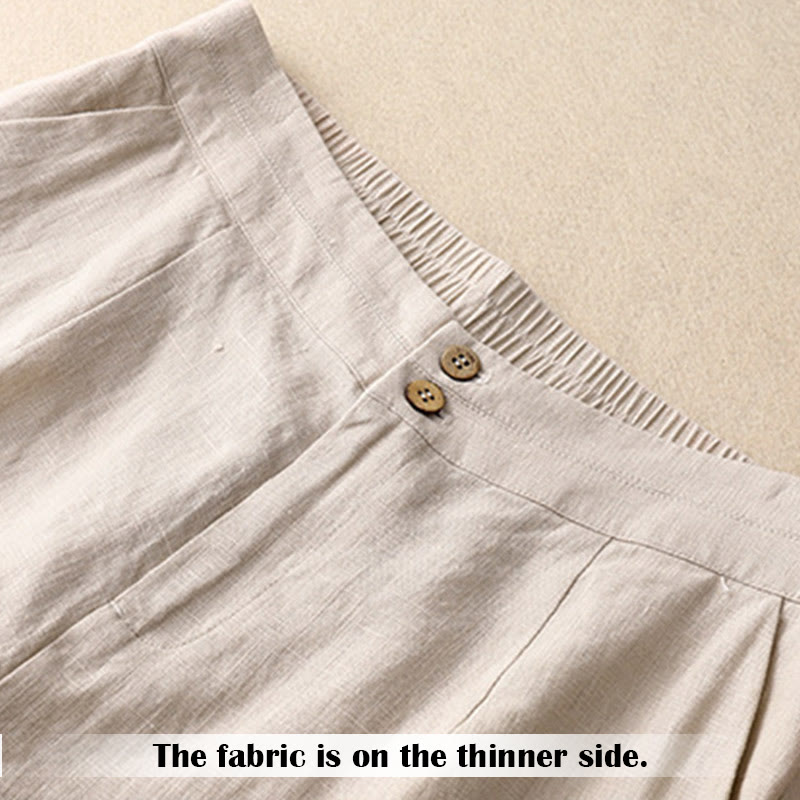 Buddha Stones Summer Casual Simple Design Linen Women's Wide Leg Pants With Zipper Pockets - image 45