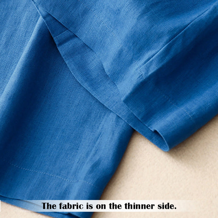 Buddha Stones Summer Casual Simple Design Linen Women's Wide Leg Pants With Zipper Pockets - image 21