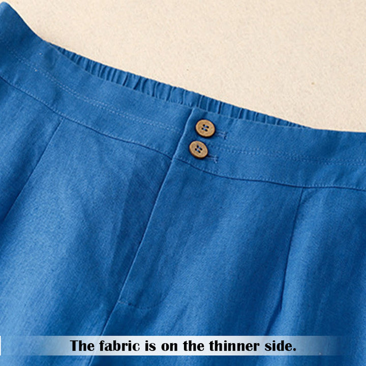 Buddha Stones Summer Casual Simple Design Linen Women's Wide Leg Pants With Zipper Pockets - image 18