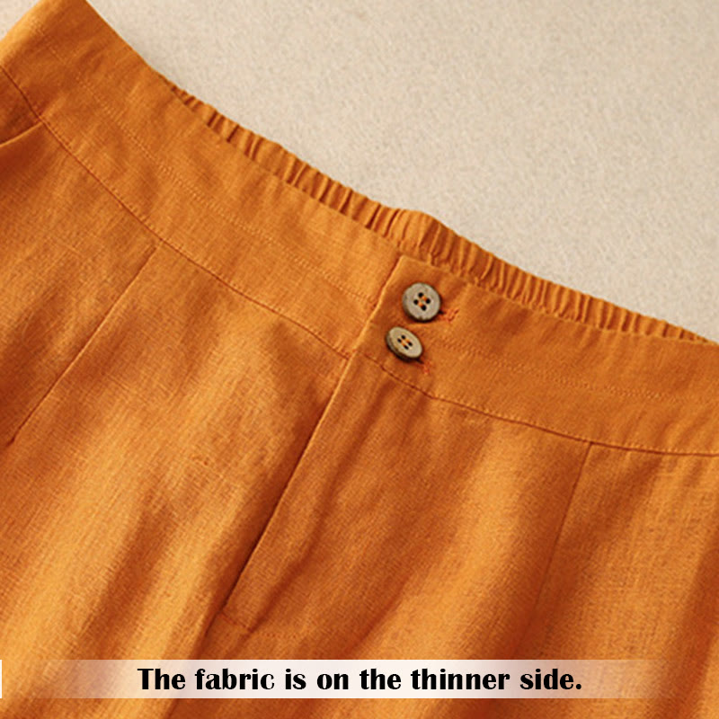 Buddha Stones Summer Casual Simple Design Linen Women's Wide Leg Pants With Zipper Pockets - image 23