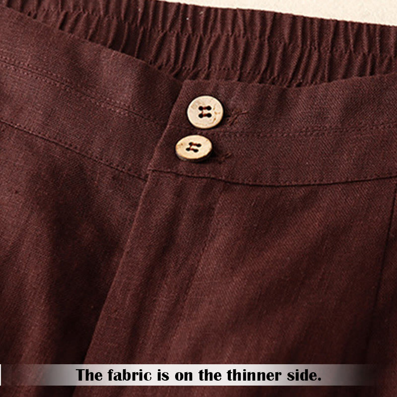 Buddha Stones Summer Casual Simple Design Linen Women's Wide Leg Pants With Zipper Pockets - image 28