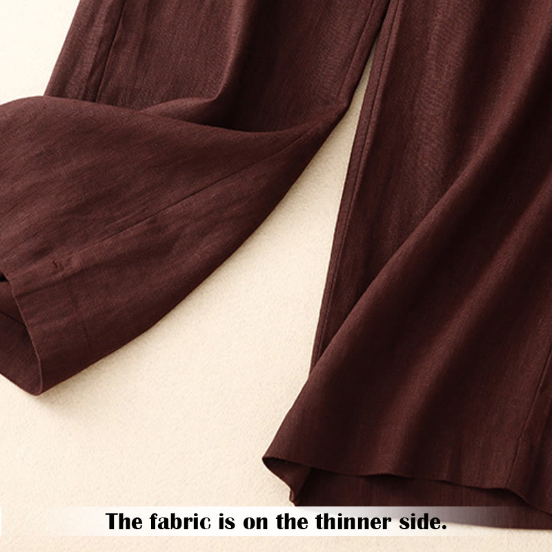 Buddha Stones Summer Casual Simple Design Linen Women's Wide Leg Pants With Zipper Pockets - image 31
