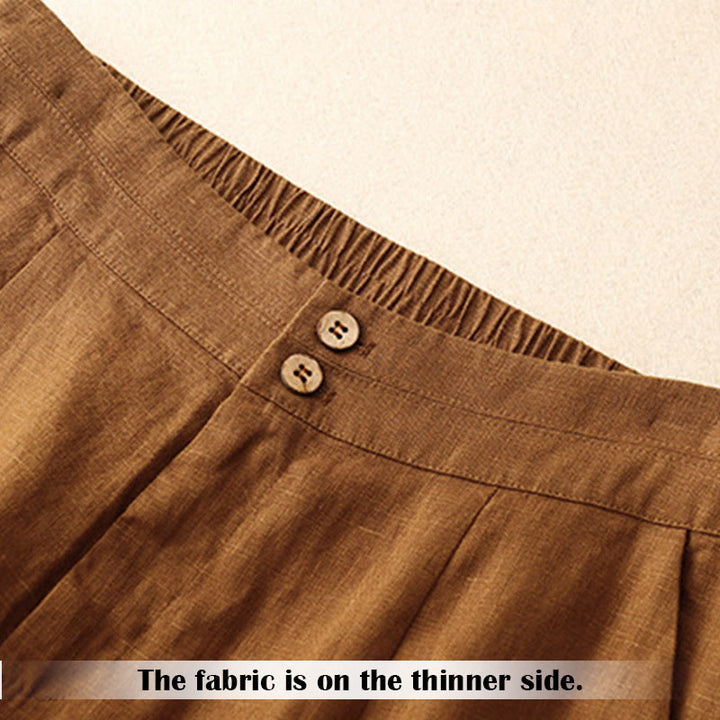 Buddha Stones Summer Casual Simple Design Linen Women's Wide Leg Pants With Zipper Pockets - image 33