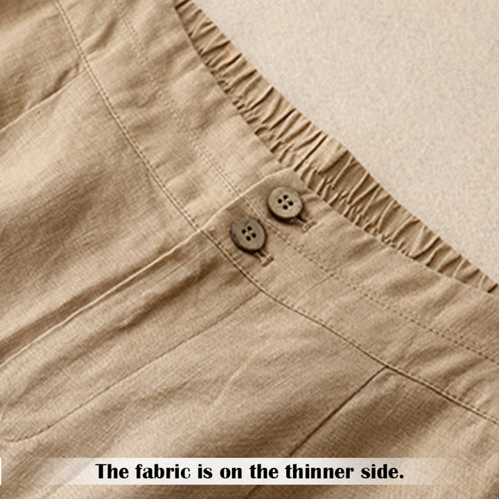 Buddha Stones Summer Casual Simple Design Linen Women's Wide Leg Pants With Zipper Pockets - image 39