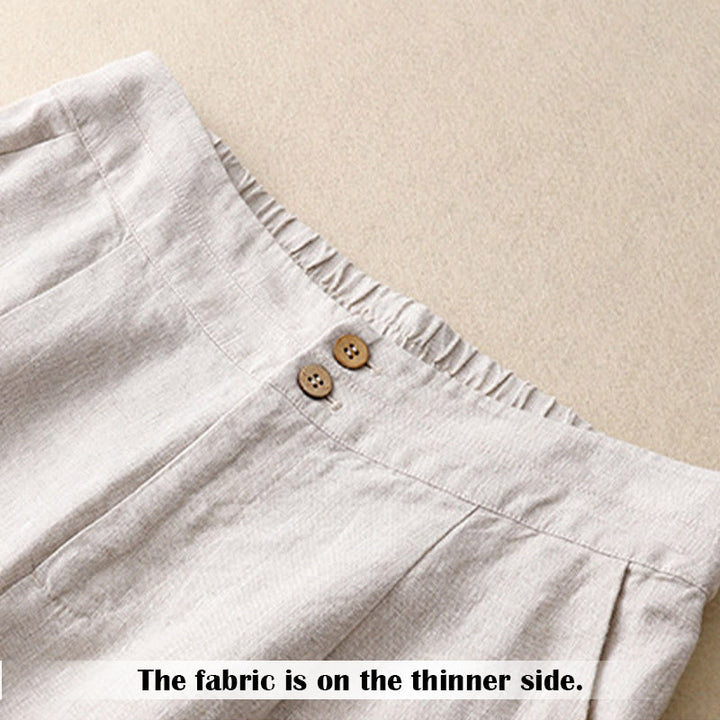 Buddha Stones Summer Casual Simple Design Linen Women's Wide Leg Pants With Zipper Pockets - image 13