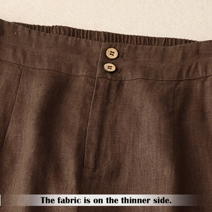 Buddha Stones Summer Casual Simple Design Linen Women's Wide Leg Pants With Zipper Pockets - image 63