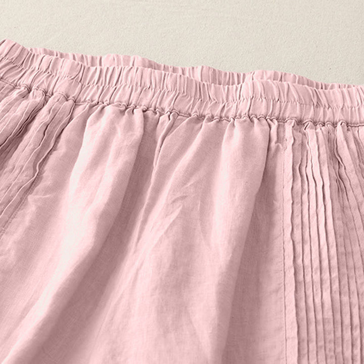 Buddha Stones Casual Plain Tucker Pleats Elastic Women's Polyester Wide Leg Pants With Pockets - image 4