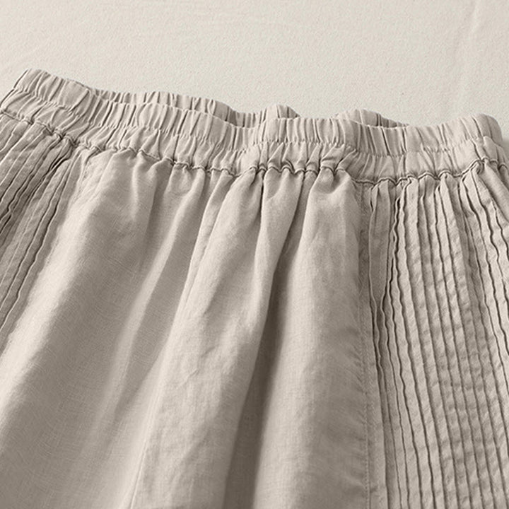 Buddha Stones Casual Plain Tucker Pleats Elastic Women's Polyester Wide Leg Pants With Pockets - image 15