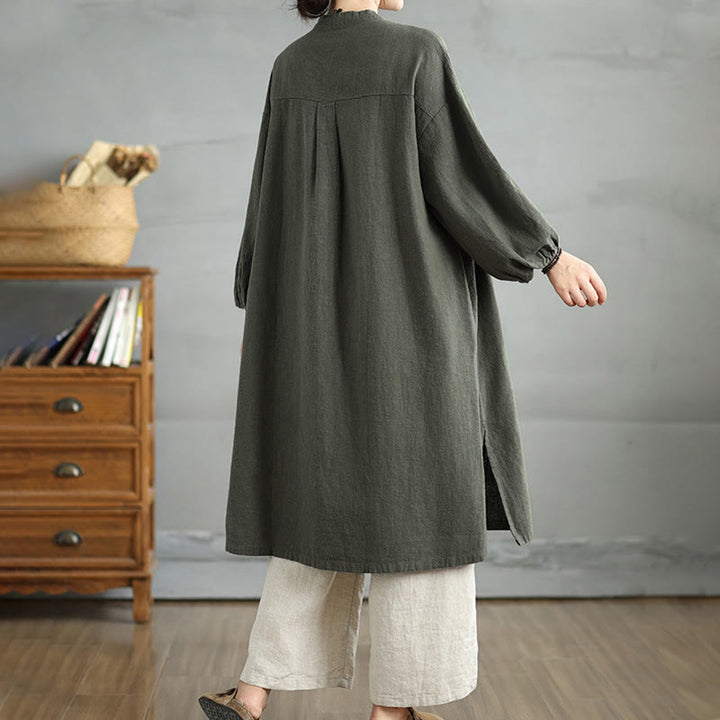 Buddha Stones Casual Frog-button Women's Cotton Linen Coat With Pockets - image 9