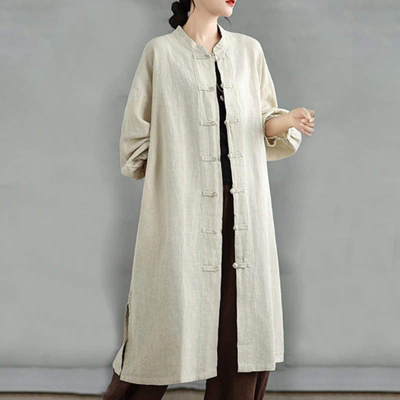 Buddha Stones Casual Frog-button Women's Cotton Linen Coat With Pockets - image 17