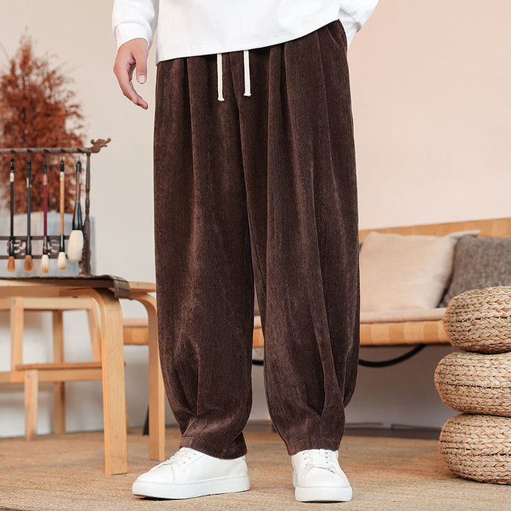 Buddha Stones Casual Solid Color Simple Design Men's Cotton Pants With Pockets - SaddleBrown - US/UK/AU46,EU56 (5XL) - image 0