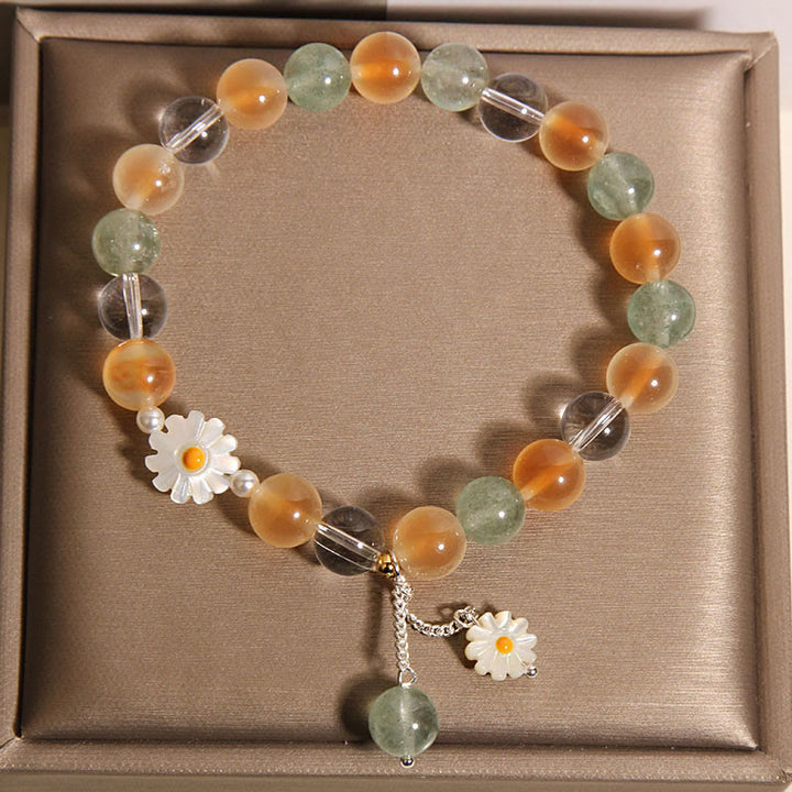 Buddha Stones Natural Daisy Candy Agate Green Strawberry Quartz Healing Bracelet - image 3