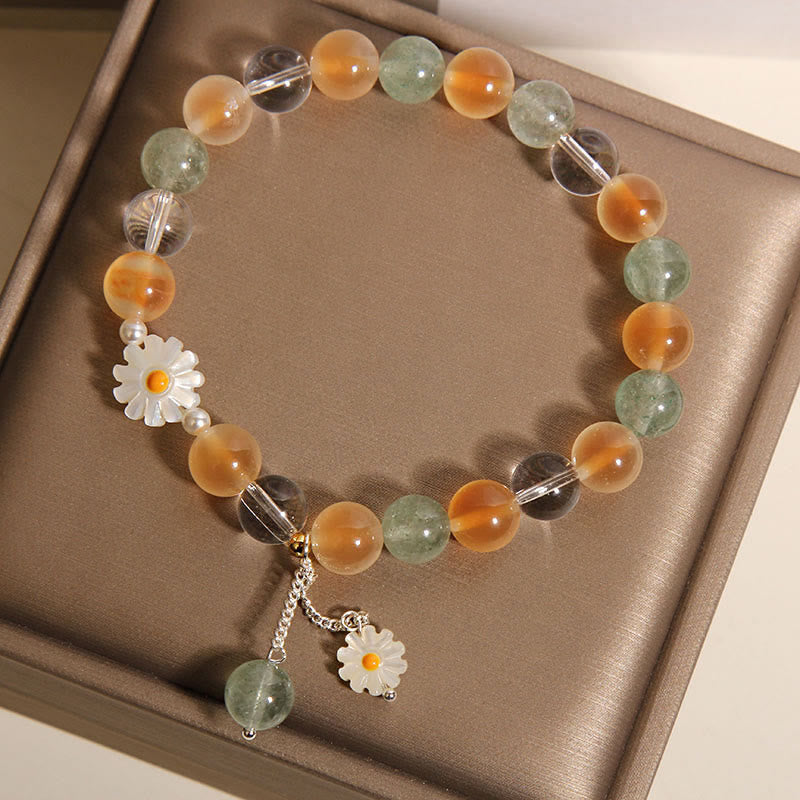 Buddha Stones Natural Daisy Candy Agate Green Strawberry Quartz Healing Bracelet - image 5