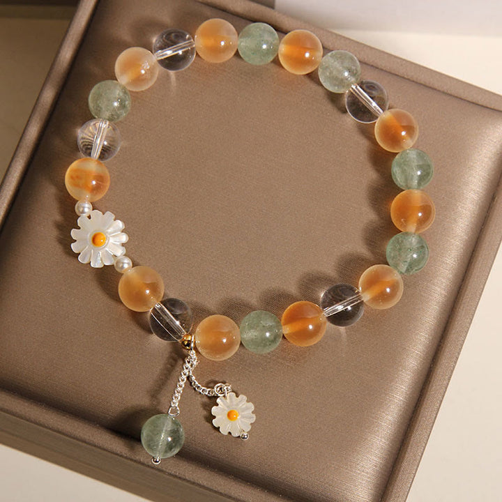 Buddha Stones Natural Daisy Candy Agate Green Strawberry Quartz Healing Bracelet - image 5