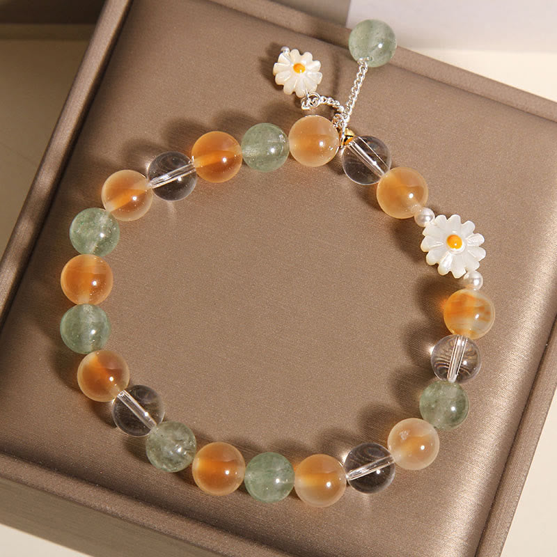 Buddha Stones Natural Daisy Candy Agate Green Strawberry Quartz Healing Bracelet - image 4