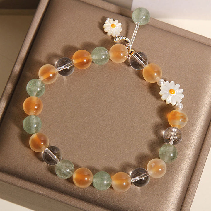 Buddha Stones Natural Daisy Candy Agate Green Strawberry Quartz Healing Bracelet - image 4