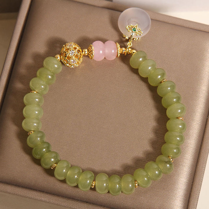 Buddha Stones Natural Peace Buckle Meaning Jade Rose Quartz Luck Bracelet - image 5