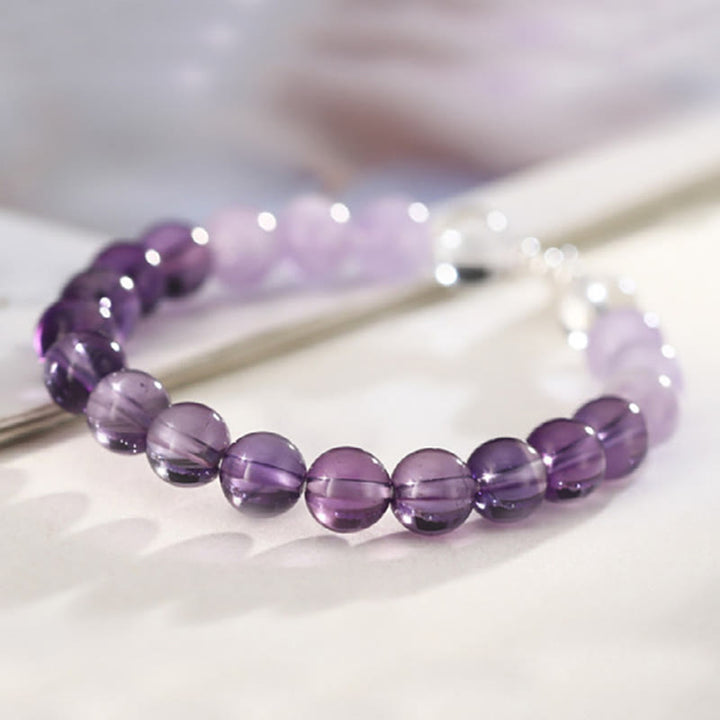 Buddha Stones Amethyst Rose Quartz Strawberry Quartz Good Luck Charm Bracelet - image 8