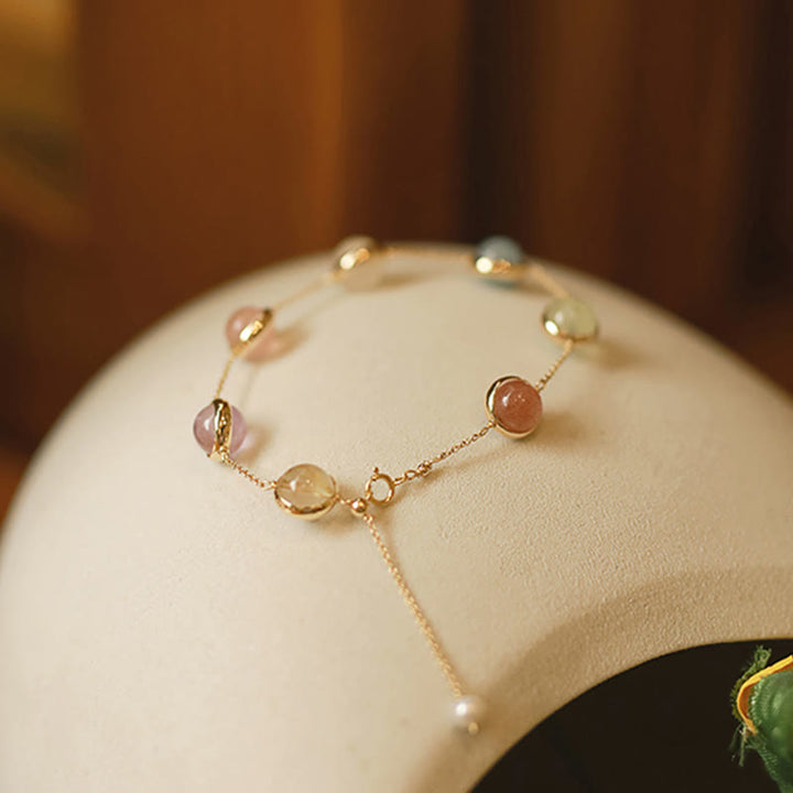 Buddha Stones Colorful Crystal Amethyst Strawberry Quartz Balance Bracelet - image 11